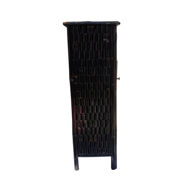 1990s Tall Japandi Split-Reed Cabinet | Bamboo Slat Tansu Japan MinimalismVertical Storage – 1990s For Sale - Image 4 of 10