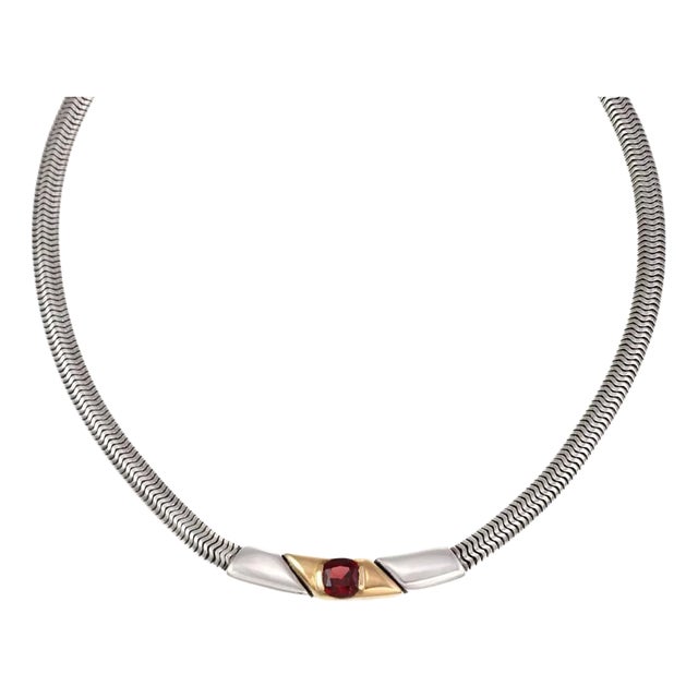 Gucci Vintage 2.00ct Garnet 18k YellowGold 925 Silver Necklace Pouch For Sale