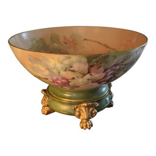 Mid 19th Century Austrian Hand-Painted Bowl on Stand For Sale
