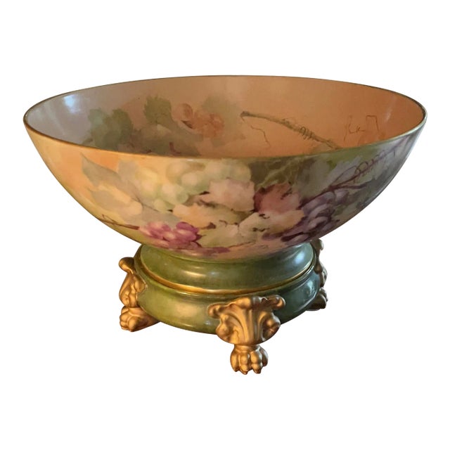 Mid 19th Century Austrian Hand-Painted Bowl on Stand For Sale