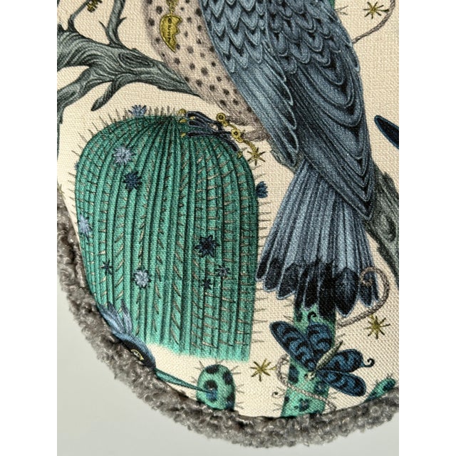 Textile Boucle Stool in Whimsical Owl Motif Design For Sale - Image 7 of 11