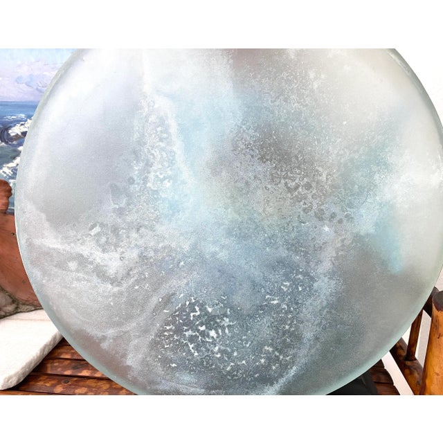 Glass Belgian Salvaged Porthole Glass Charger For Sale - Image 7 of 9