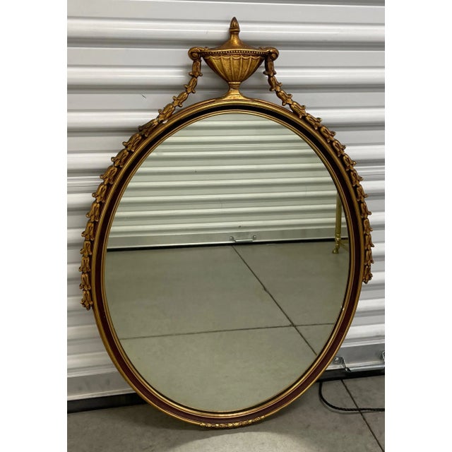 Antique Oval Mirror English Gilt Gesso Adam Style Victorian c.1890 For Sale - Image 10 of 10