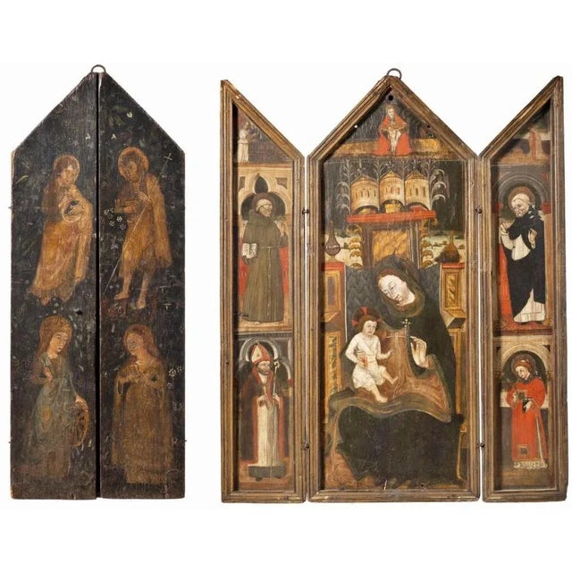 Important Triptic Florentine School (Italy) 16th Century For Sale - Image 4 of 5
