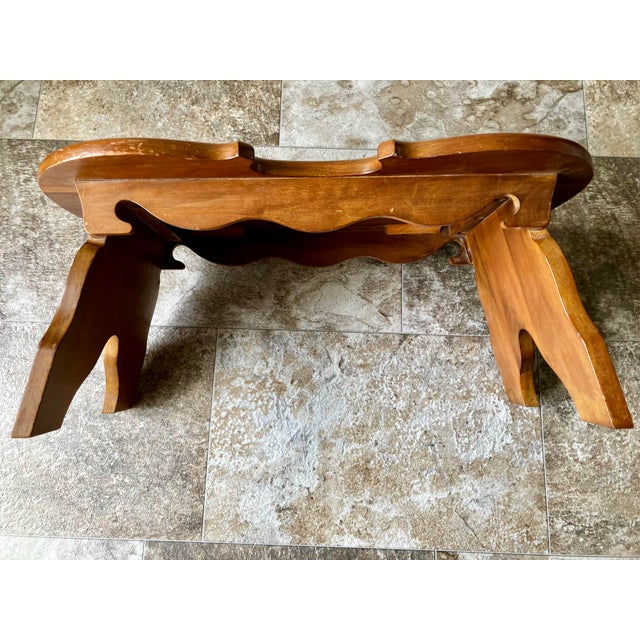 Vintage 1976 Amana Furniture Solid Walnut Violin-Shaped Hearth Bench / Footstool For Sale - Image 14 of 18