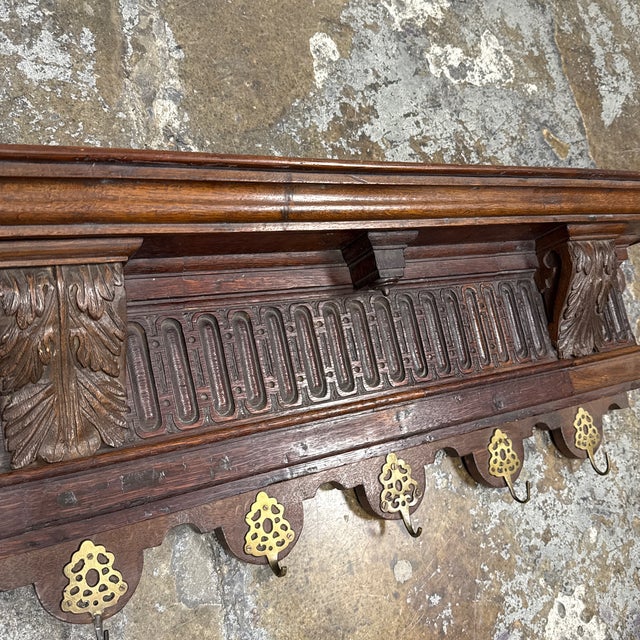 Italian Walnut Carved Hanging Coat Rack, Antique For Sale - Image 11 of 12