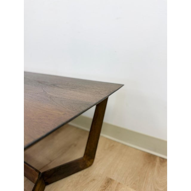 Brown Vintage Style Williams Sonoma Home Dark Walnut Coffee Table MCM Wood For Sale - Image 8 of 11