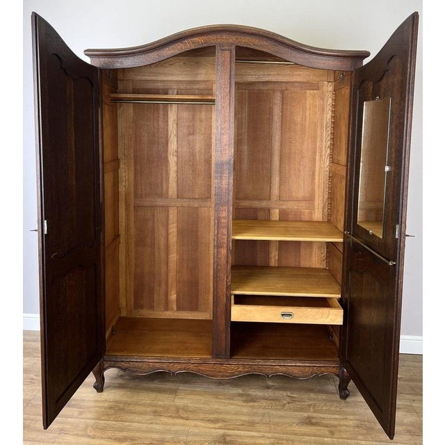 Antique French Louis XVI Style Carved Oak 2-Door Wardrobe For Sale - Image 15 of 16
