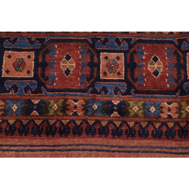 1990s Tribl Kargahi 1980's Rust/Blue Hand-Knotted Wool Rug - 7'3'' X 10'2'' For Sale - Image 5 of 9