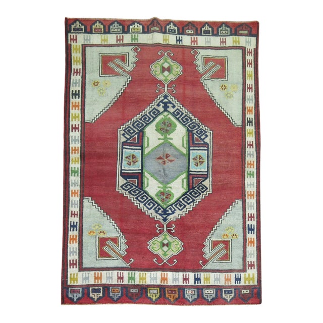 Vintage Zabihi Collection Turkish Karapinar Rug - 4'6" x 6'4" For Sale