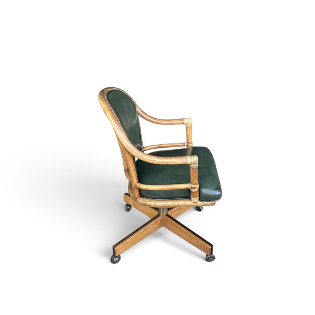 Vintage McGuire Louis XVI Swivel-Tilt Desk Chair in Green Leather For Sale - Image 9 of 18