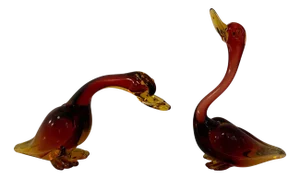 Murano Glass Goose Sculptures, Italy, 1980s, Set of 2