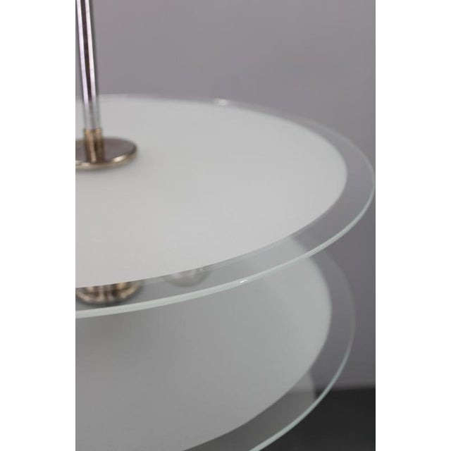 Metal Bauhaus Chrome and Glass Chandelier, Former Czechoslovakia, 1930s For Sale - Image 7 of 12