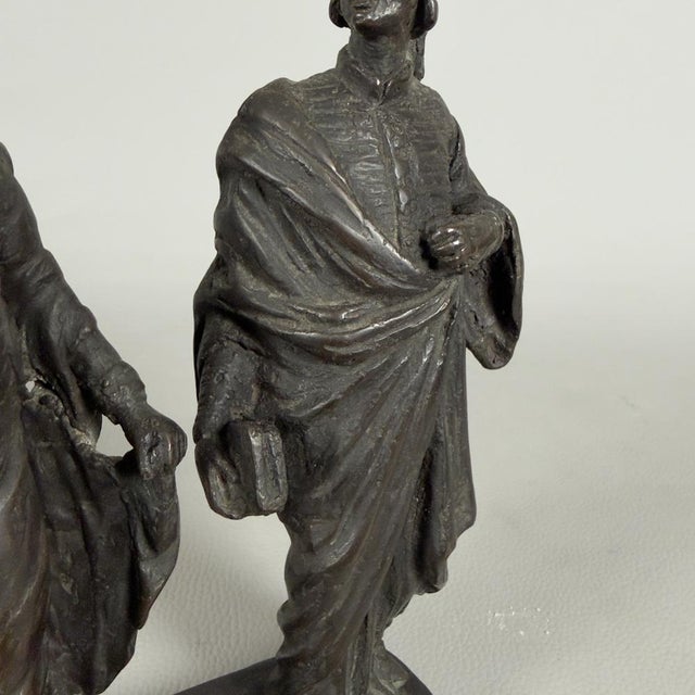 Metal Antique Bronze of Dante Alighieri and Beatrice, 19th Century For Sale - Image 7 of 12