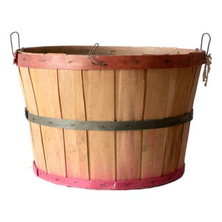 Vintage Wooden Orchard Basket For Sale