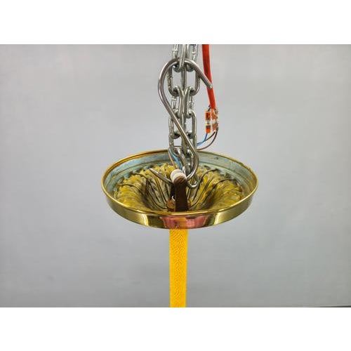 Art Deco Brass Chandelier with Glass Shades, Czechoslovakia, 1930s For Sale - Image 12 of 17