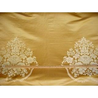 Loris Zanca Yellow Gold Floral Medallion French Damask Upholstery Fabric - 1-5/8 Yards For Sale
