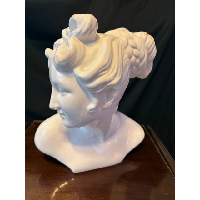 1980s One-of-a-Kind Vietri Italian White Ceramic Lady Bust Sculpture For Sale - Image 5 of 5