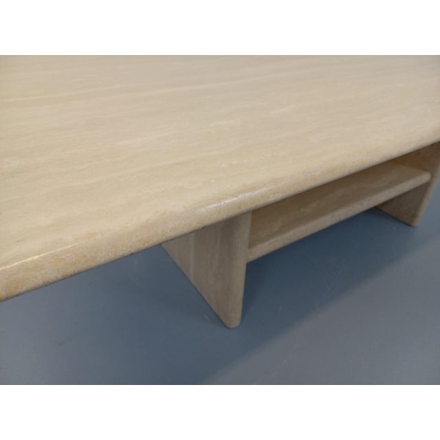 Stone Vintage Rectangular Travertine Coffee Table with Magazine Rack, 1980s For Sale - Image 7 of 18