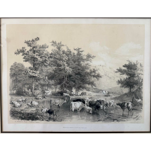 Farmhouse Framed Thomas Sidney Cooper Tinted Lithograph Titled "A Summers Noon" For Sale - Image 3 of 11