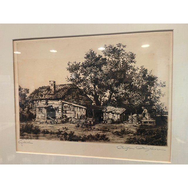 Vintage Etching Print "Gullstua" by Norwegian Artist Christian Christensen. Print number 18. This scene depicts a...