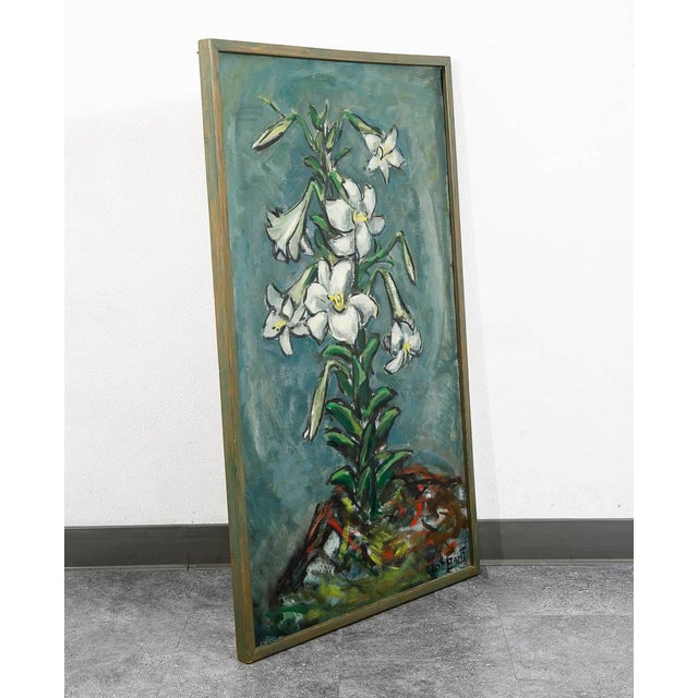 1940s Mid Century Modern Oil Painting George Constant Art Abstract Original Lilies '43 For Sale - Image 5 of 12