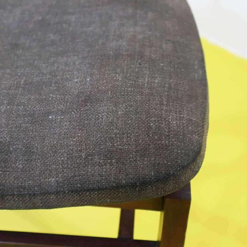 Wooden Chair with Brown Upholstered Seat For Sale - Image 4 of 11