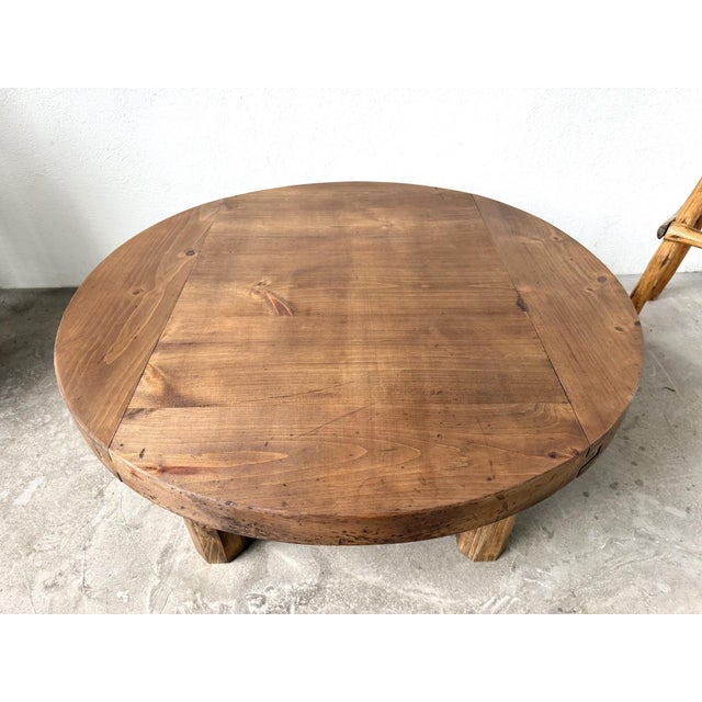 Brutalist Round Coffee Table in Pine, 1950s For Sale - Image 13 of 18