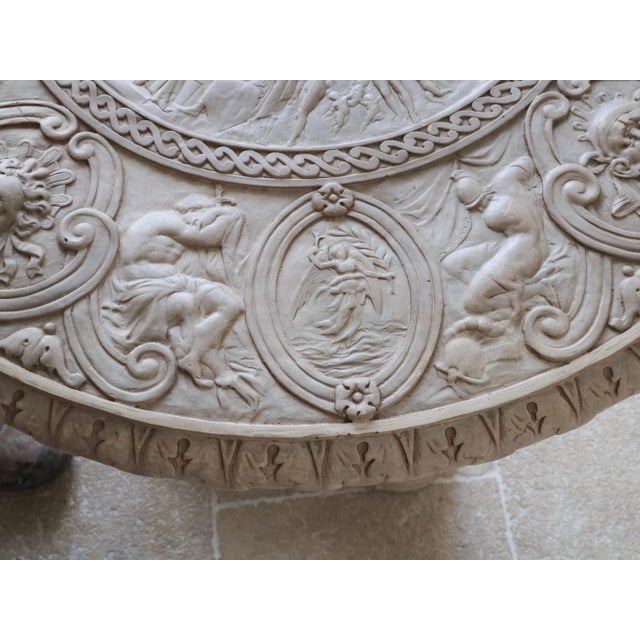 Beige Antique Bisque Porcelain Table with Classical Relief, 1890s For Sale - Image 8 of 12