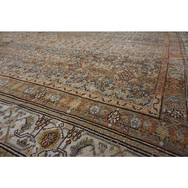 Early 20th Century Authentic Antique Persian Bibikabad Rug in a Ivory Background With Medallion Design For Sale - Image 5 of 7