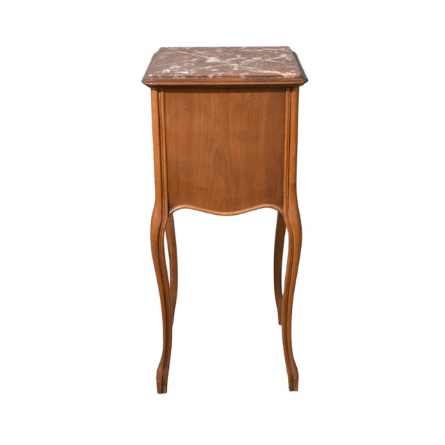 French Antique Louis XVI Style Marble-Top Nightstand / Side Table For Sale - Image 3 of 5