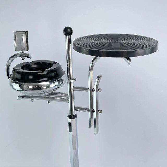 Art Deco Ashtray Stand in Chrome and Bakelite attributed to Demeyere, Belgium, 1930s For Sale - Image 3 of 8