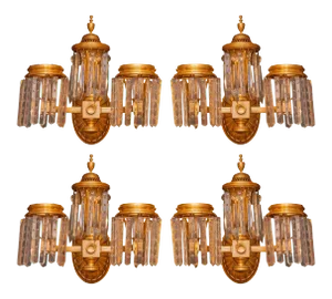 Crystal and Bronze Two-Arm Wall Light Sconces - Set of 4