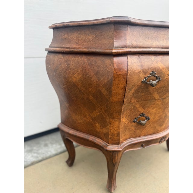 Italian Parquetry Bombe Nightstand For Sale - Image 10 of 16