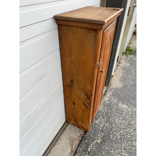 Vintage Farmhouse Style Freestanding Pine Cabinet With Shelves For Sale - Image 11 of 13