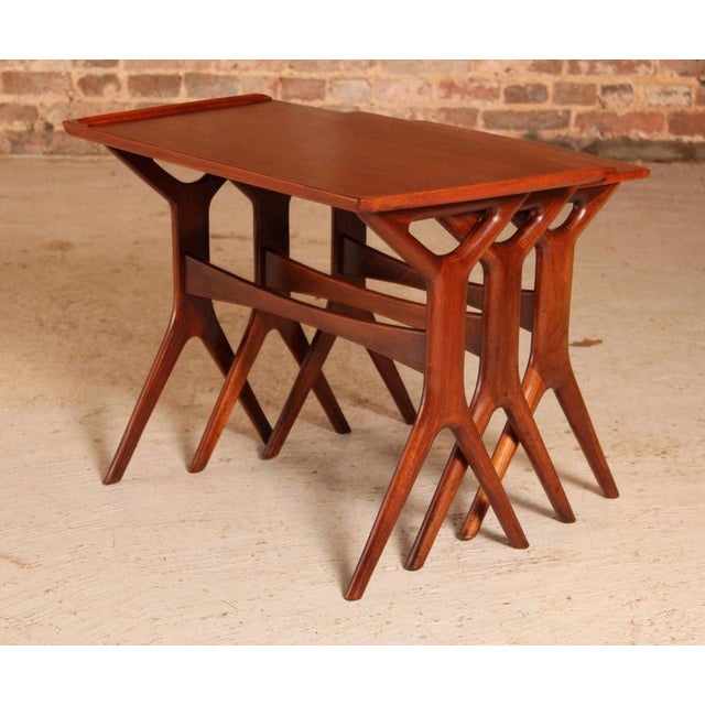Mid-Century Danish Teak Nest of Tables by Johannes Andersen for CFC Silkeborg, 1960s, Set of 3 For Sale - Image 16 of 18