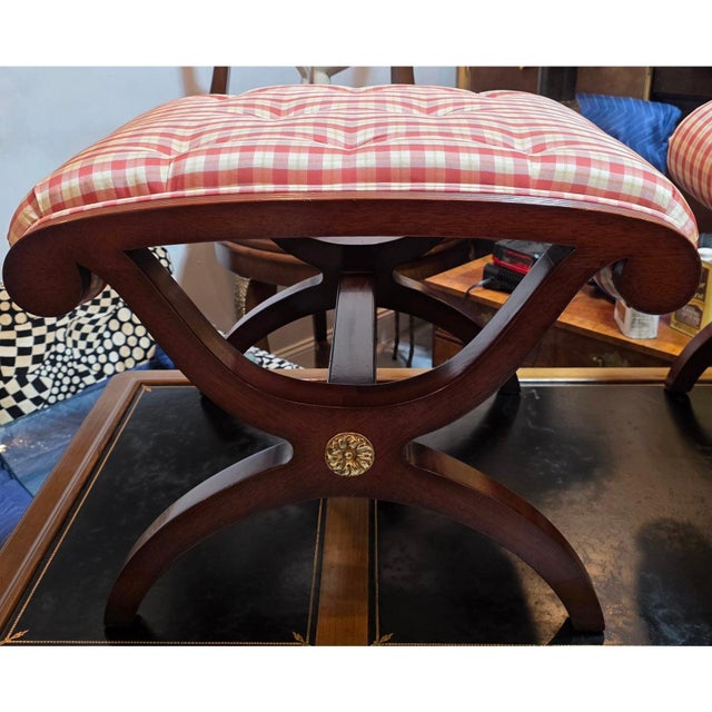 Pair of Kindel Furniture Winterthur Collection New York Ottomans For Sale - Image 11 of 15