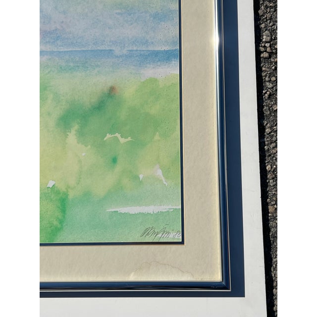 Green Vintage Ole Kortzau Abstract Watercolor on Paper For Sale - Image 8 of 11