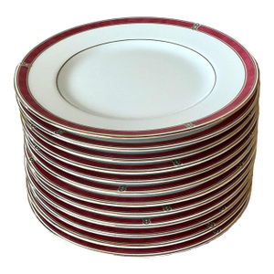 Vintage Boho Christofle "Oceana Red" Salad Plates - Set of 12