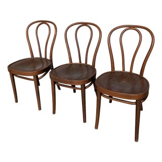 Vintage Carved Bentwood Farmhouse Dining Chairs, 1970s, Set of 3 For Sale