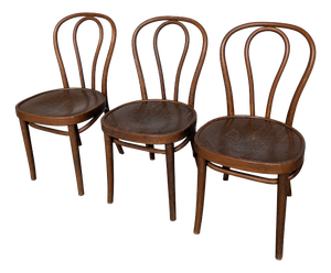 Vintage Carved Bentwood Farmhouse Dining Chairs, 1970s, Set of 3
