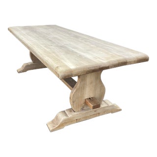 Antique French Bleached Oak Monastery Table For Sale