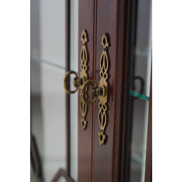 Wood Jasper Chippendale Style Cherry Curio Display Cabinet For Sale - Image 7 of 12