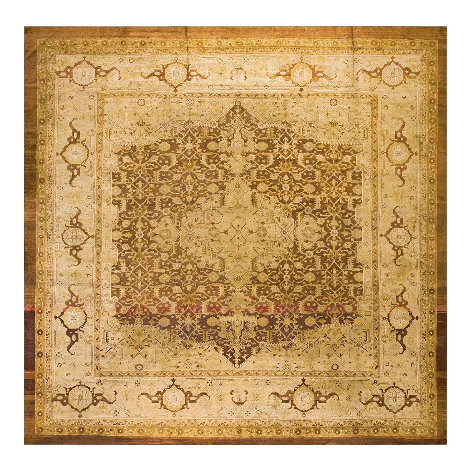 Artistic Warm Neutral Mahogany Brown Field With Medallion Design ...
