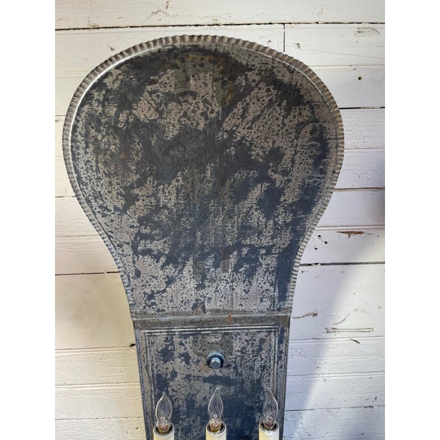 Rustic Pair of Late 20th Century Distressed Tin Sconces For Sale - Image 3 of 6