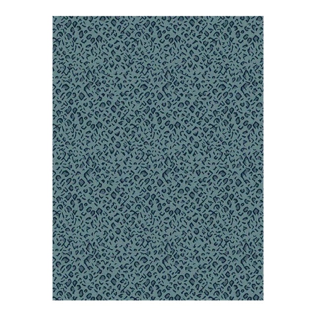 Panthera Spotted Leopard Hand-Looped Area 4' x 6' Rug - Topaz Blue For Sale