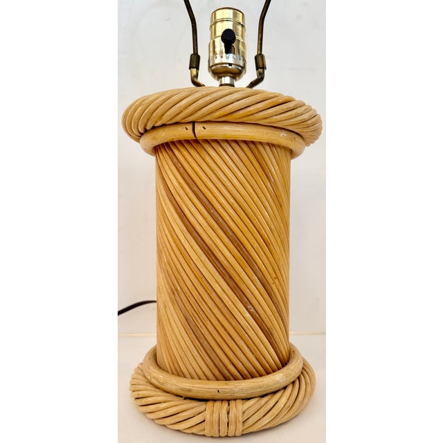 Boho Chic Twisted Pencil Reed Table Lamp For Sale In Miami - Image 6 of 7