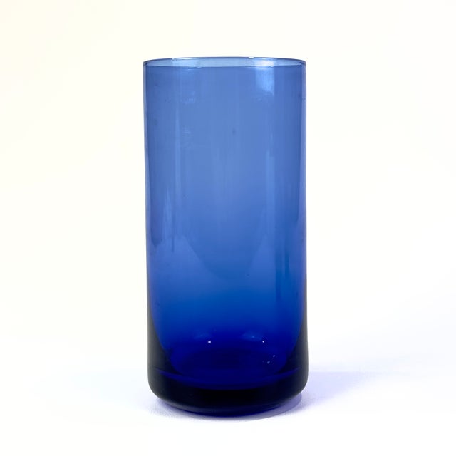 Timeless Vintage Cylindrical Cobalt Glass Vase Curation - Group of 5 For Sale In Miami - Image 6 of 12