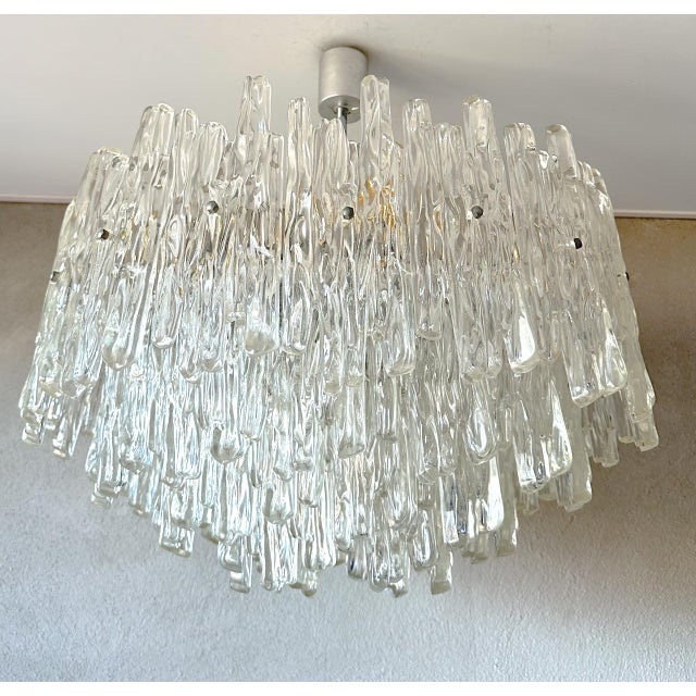 Metal Vintage Acrylic Glass Chandelier For Sale - Image 7 of 8