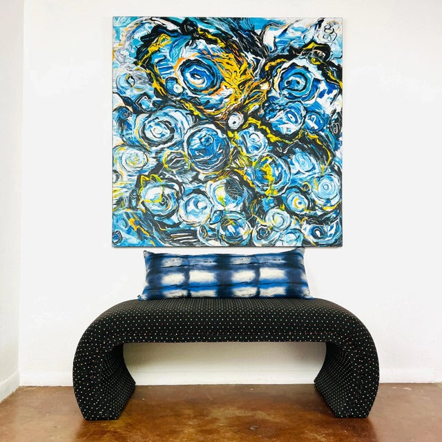 Textile "Bluer Than Blue" Acrylic on Canvas by Esther Ritz For Sale - Image 7 of 12